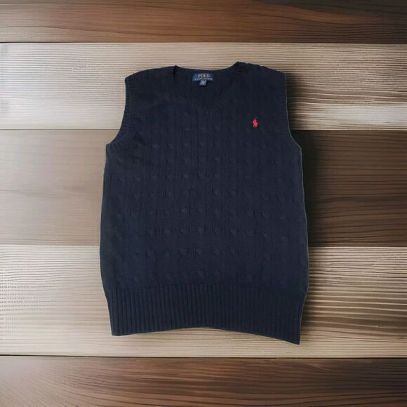 Polo Ralph Lauren Youth Sweater Vest Cable Knit Pony Logo Embroidered M (10-12) - Picture 1 of 7